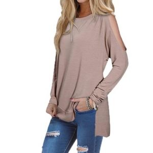 Leo Rosi Pink Spring Cold Shoulder Top Size M